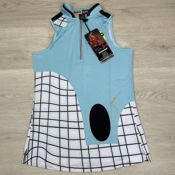 Jamie Sadock Golf Tank Top Size XS Blue 1/4 Zip Abstract Print - Picture 1 of 3